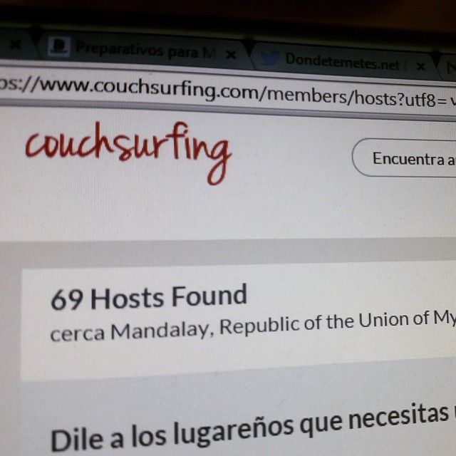 Dia festivo. Empieza todo
 Y empieza #DTMMyanmar.  A ver que tal #couchsurfing en la busqueda de alojamiento en #yangon #burma #myanmar #viajes