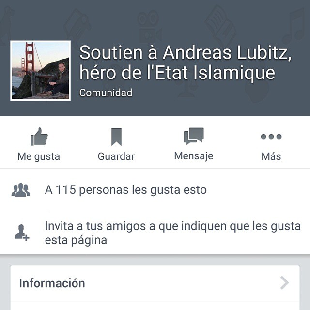 #FAKE some son of a bitch has creadted this fanpage trying to support #andreaslubitz as an #islamic hero #germanwings #AccidenteAereo #lufthansa